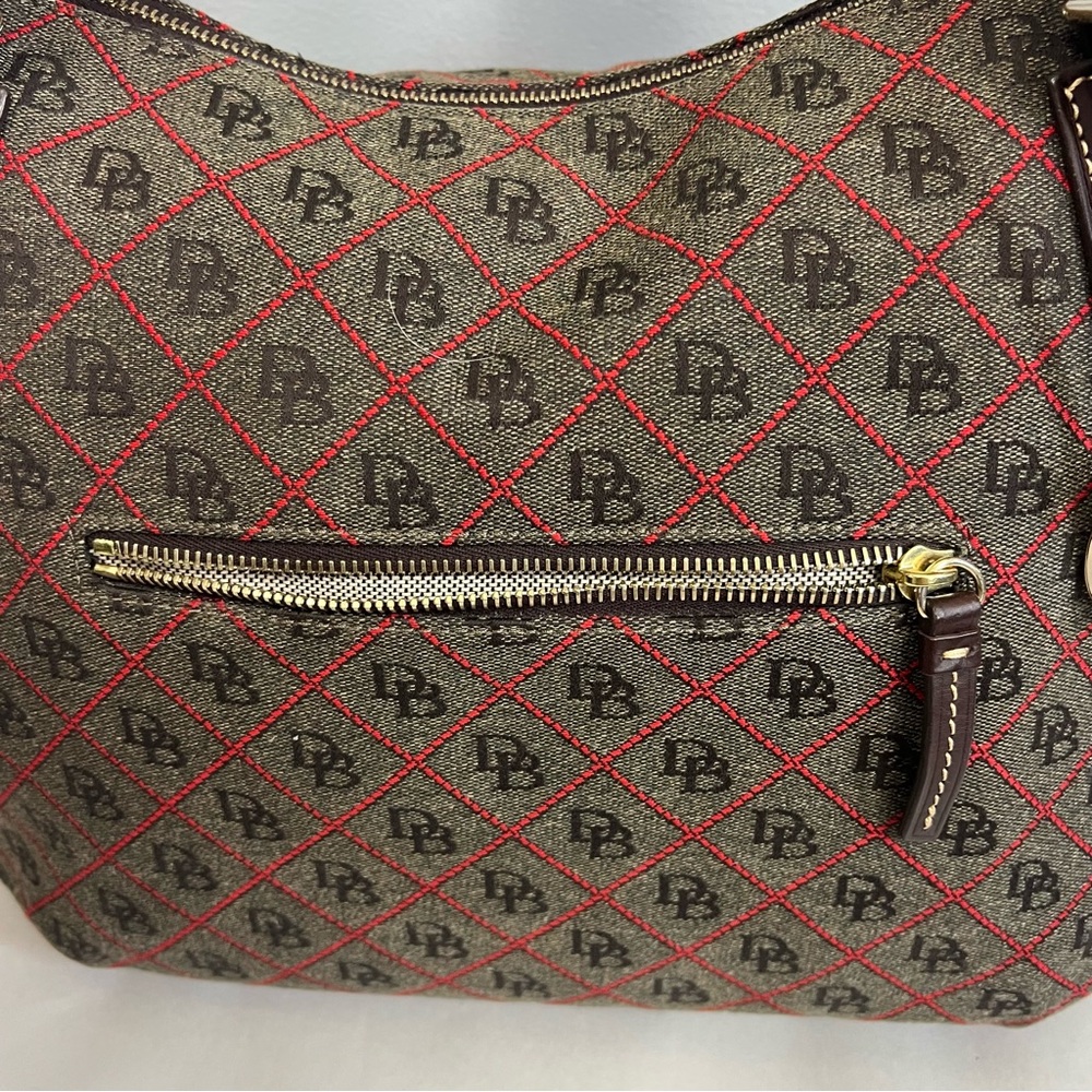 Dooney & Bourke Nina Large Shoulder Bag Brown Jacquard Leather Trim - Picture 4 of 13